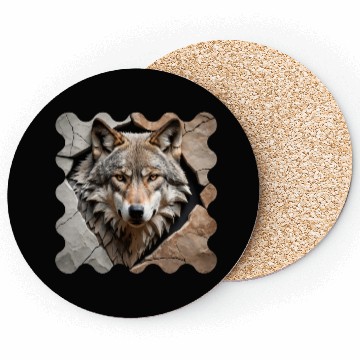 Discover Wolf Emerging Through Stone Coasters