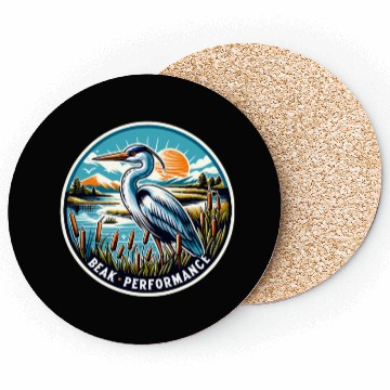 Discover Great Blue Heron Beak Performance Retro Coasters