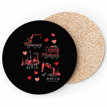Discover Valentines Construction Trucks Boys Kids Toddler Coasters