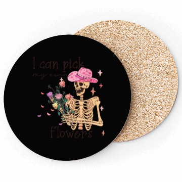Discover Funny Cowboy Skeleton with Flowers Coasters