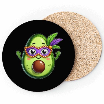 Discover Mardi Gras Avocado Sweet Vegetarian Cartoon Coasters
