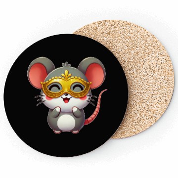 Discover Cute Cartoon Mouse Mardi Gras Carnival Coasters