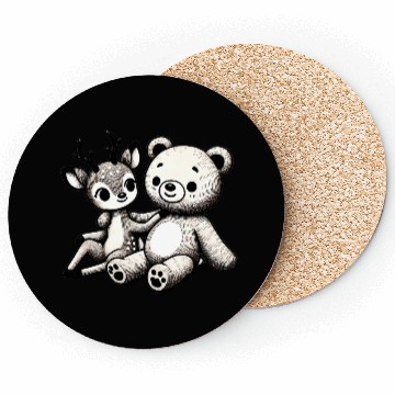 Discover Chibi Deer & Bear - Forest Harmony by TSQ Coasters