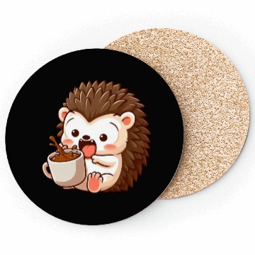 Discover Hedgehog Caffeine Comic funny shocked hedgehog Coasters