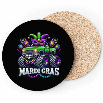 Discover Mardi Gras Monster Truck Design Coasters