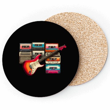 Discover Old guitar and old cassette tape Coasters