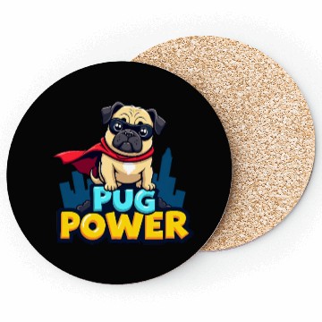 Discover Pug Power Superhero Coasters