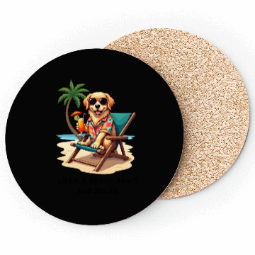 Discover Golden Retriever Beach Vibes Coasters