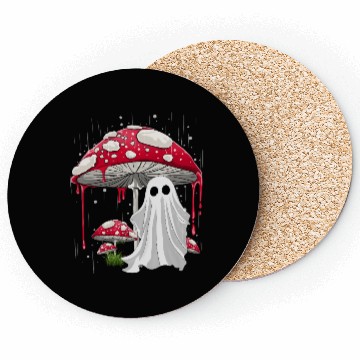 Discover Cottagecore Halloween Ghost Mushroom Spooky Coasters