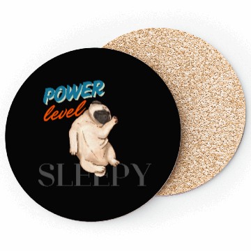 Discover Sleepy Pug Dog black prints Coasters