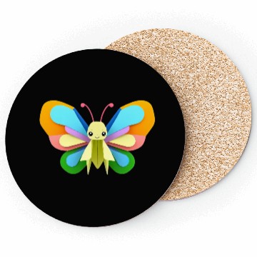 Discover Colorful Paper Butterfly Artwork Coasters