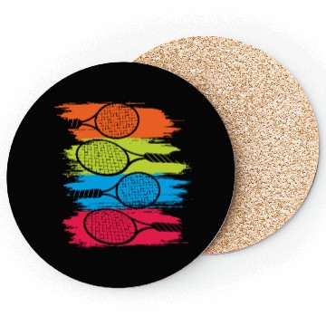Discover Vibrant Tennis Rackets Brush Art Coasters