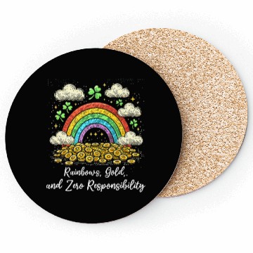 Discover Lucky Rainbow and Gold Design Coasters
