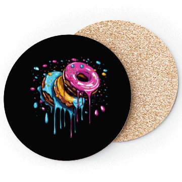 Discover drippy flying donuts graphic design Coasters