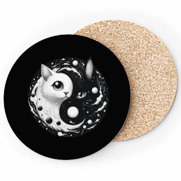 Discover Ying and Yang Cats Asian Meditation Gift Idea Coasters