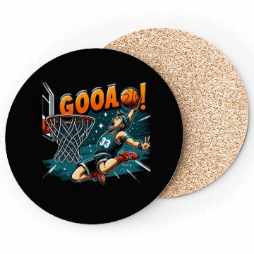 Discover Dynamic Basketball Slam Dunk Illustratio Coasters