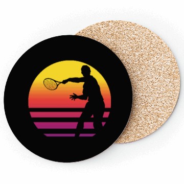Discover Retro Sunset Tennis Enthusiast Graphic Coasters