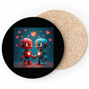 Discover Cute Robot Hearts Coasters