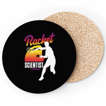 Discover Tennis Racket Scientist Sunset Silhouette Coasters