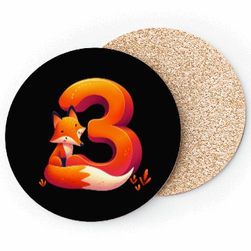Discover Creative Fox and Number 3 Kids Design Coasters