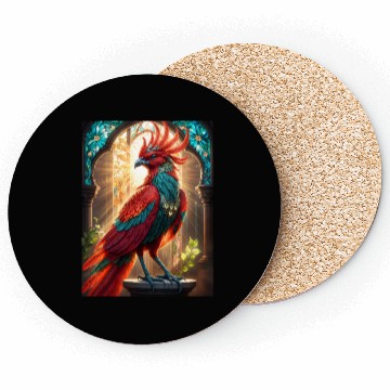 Discover Mythical Bird in Stained Glass Coasters