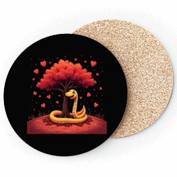 Discover I love my snake heart tree Coasters
