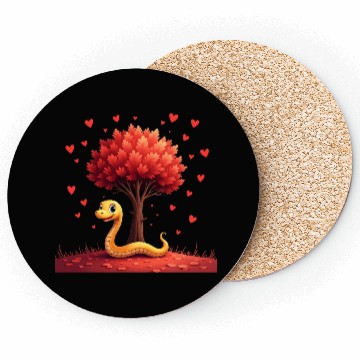 Discover I love my snake heart tree Coasters