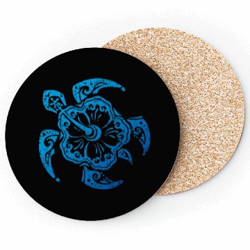Discover Hibiscus Turtle Hawaiian Distressed Graphic Coasters