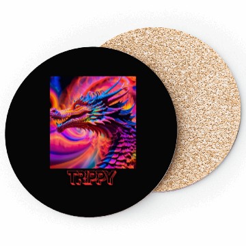 Discover Trippy psychedelic fractal dragon Coasters