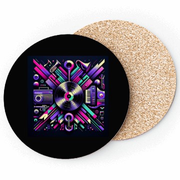 Discover Neon Groove Vinyl Symphony Coasters