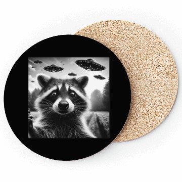 Discover Racoon trash panda Funny Graphic Selfie UFOs Weir Coasters