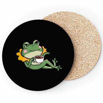 Discover Relaxing Green Frog coffee Lover Coasters - Unique
