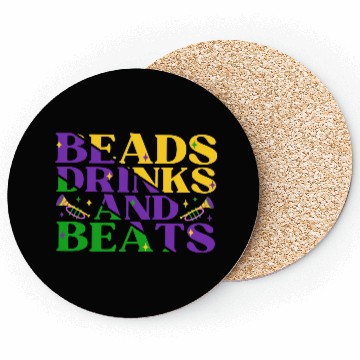 Discover Beads Drinks Beats Mardi Gras Coasters