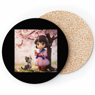 Discover An anime character with a cute cat Coasters