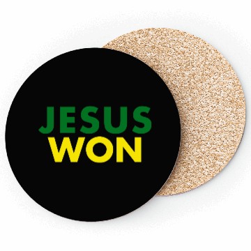 Discover Jesus Won Green & Yellow Coasters