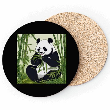 Discover Chill Panda Eating Bamboo Cute Relaxed Design Coasters