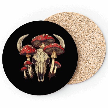 Discover Skull Mushrooms Natural Motif Coasters