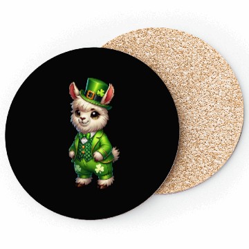 Discover Cute St. Patrick's Day Llama Cartoon Coasters