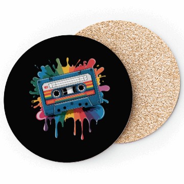 Discover 80s Retro Cassette Splash Classic Cassette Tape Coasters