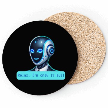 Discover Relax I'm Only 1% Evil Funny AI Robot Design Coasters