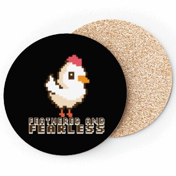 Discover Feathered and Fearless: Bold 8-Bit Chicken Coasters