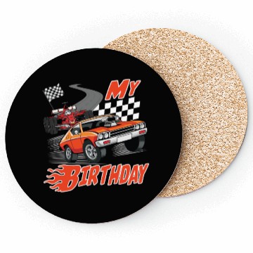 Discover Fun My Birthday Race Car Boys Girls Youth Men Coasters