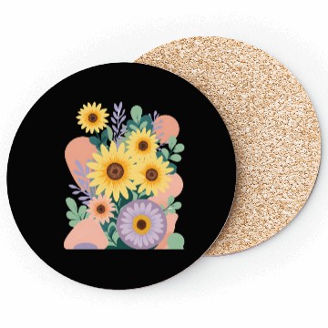 Discover Boho Sunflower Bliss: Vibrant Floral Vector Coasters