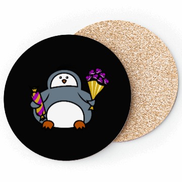Discover penguin with flowers and sweets Coasters