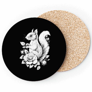 Discover Squirrel Flowers Rose Aesthetics Chipmunk Coasters