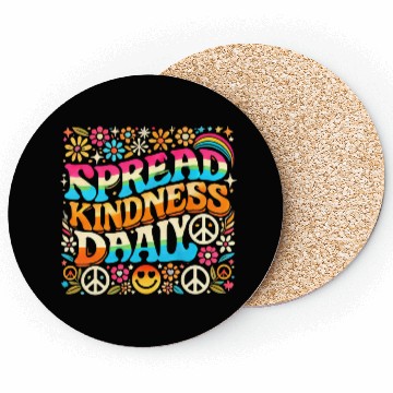 Discover Retro Spread Kindness Daily Hippie-Inspired Coasters