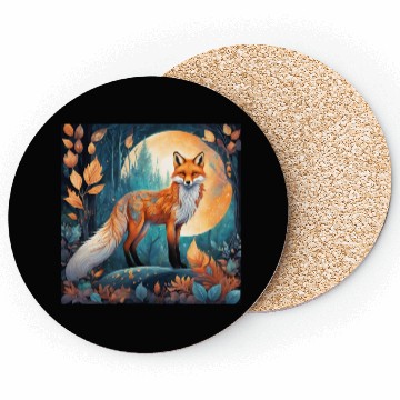 Discover Mystical Moonlit Fox Coasters