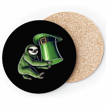 Discover St. Patrick's Day Sloth Top Hat Green Coasters
