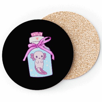 Discover Funny Axolotl in a Bottle Coasters