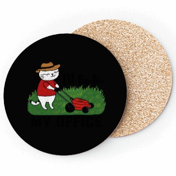 Discover funny cat Lawn mowing Coasters
